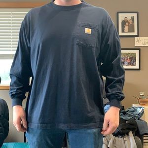 Mens carhartt long sleeve navy blue shirt